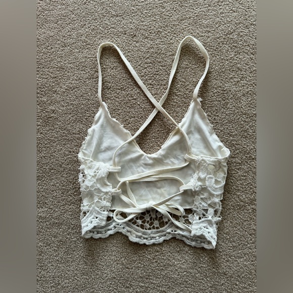 White Crochet Cross Tie Tank Top, OS - Picture 3 of 6